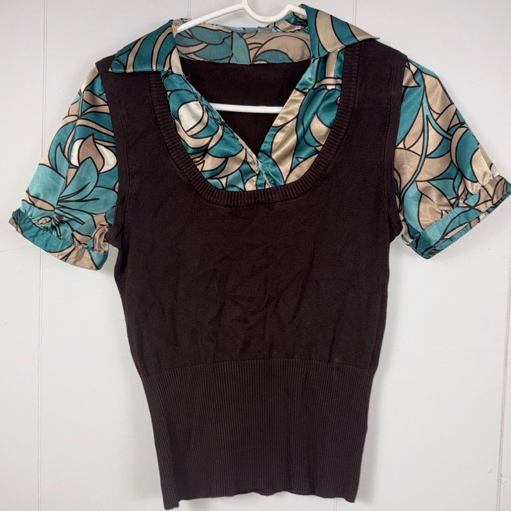 Apt. 9 90’s Layered Brown Sweater Vest Mid Century Small Office Academia Vintage